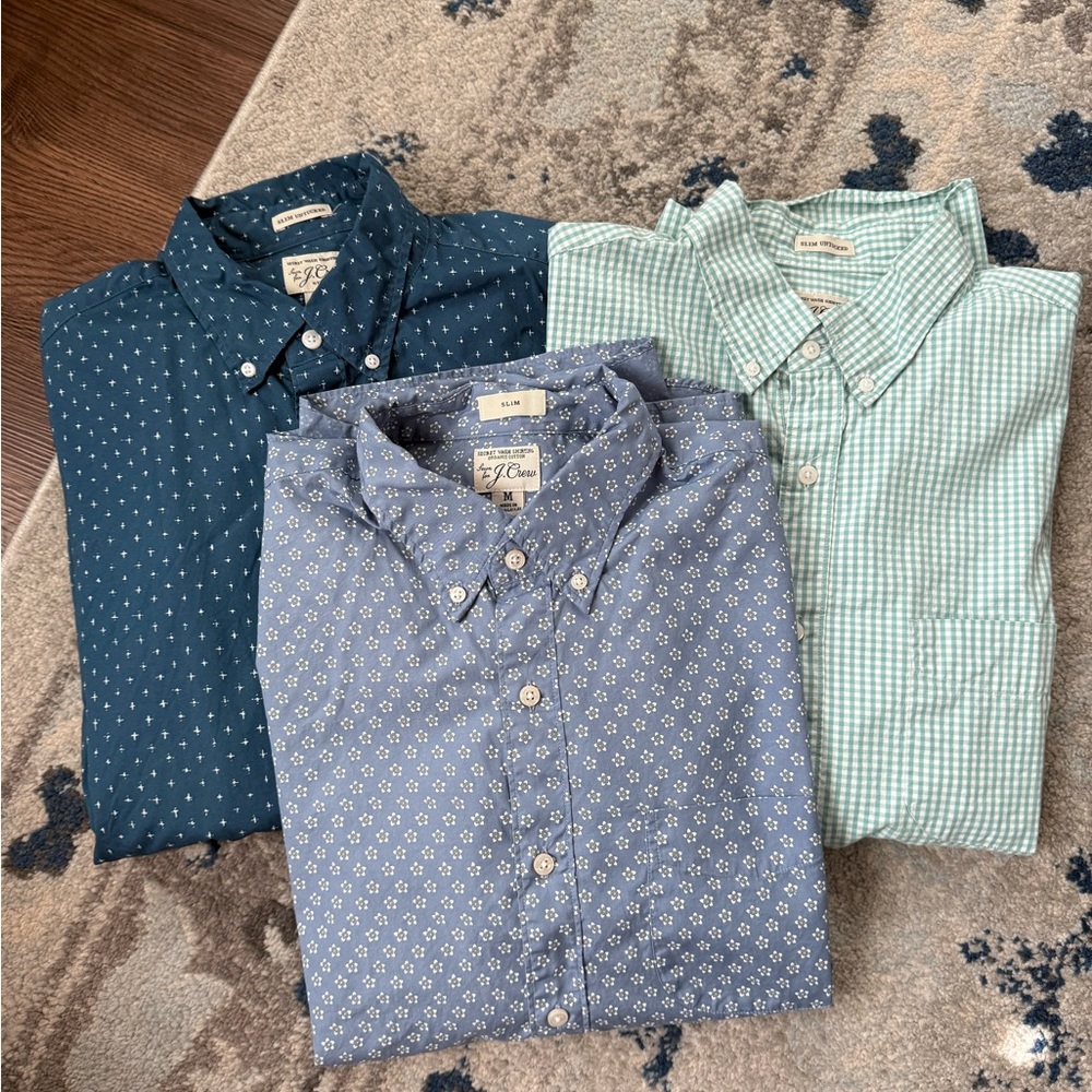 J. Crew Casual Button Down Shirts in Blue and Green